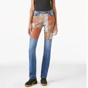 Le Frame Mini Boot Mid Rise Patchwork Jeans NWT Size 24/fits like 25/26